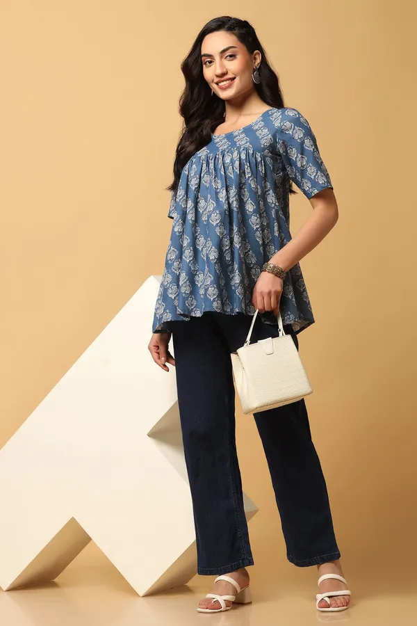 Blue_Block_Print_Regular_Tunic_Top_For_Women