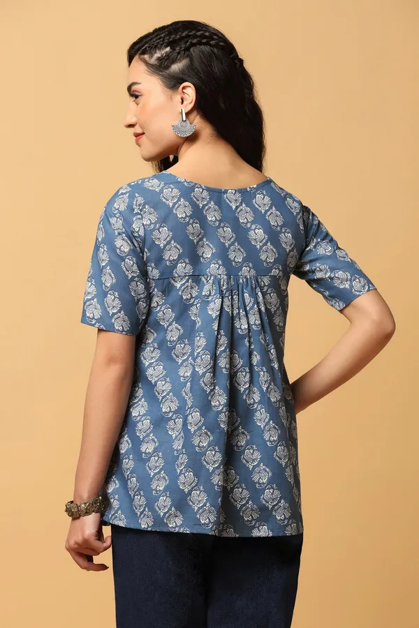 Blue_Block_Print_Regular_Tunic_Top_For_Women