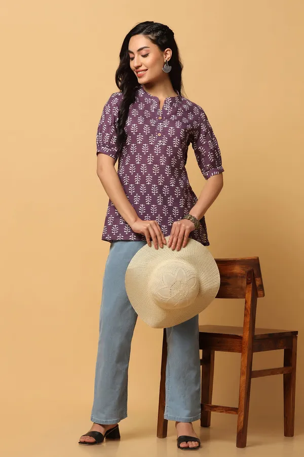 Purple_Cotton_Block_Printed_Top_For_Women