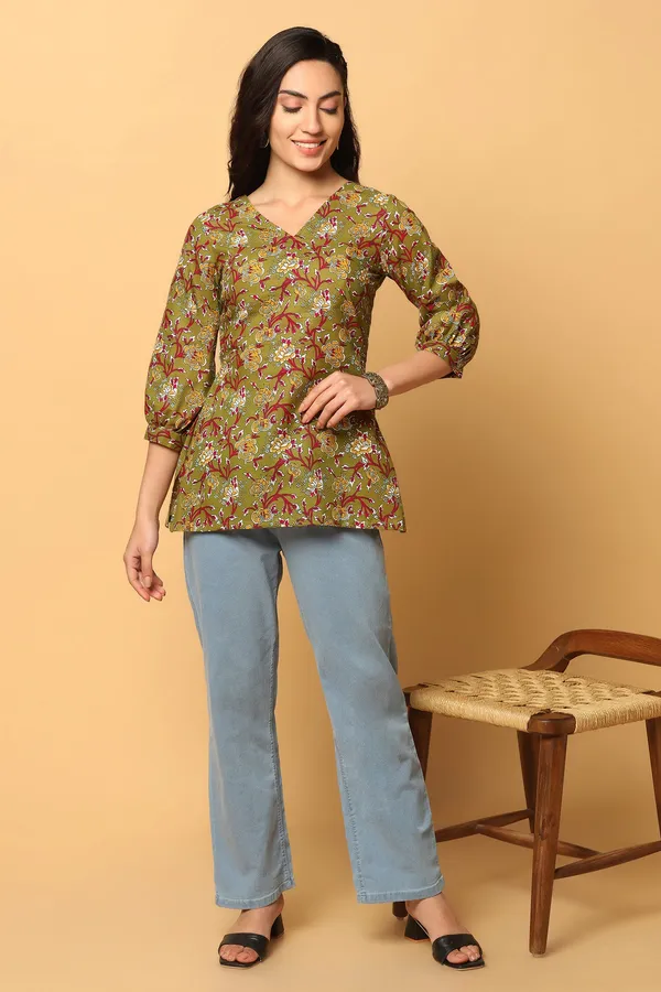 Olive_Cotton_Printed_Tunic_Top_For_Women