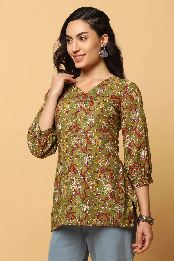 Olive_Cotton_Printed_Tunic_Top_For_Women