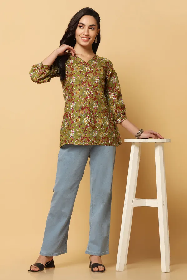 Olive_Cotton_Printed_Tunic_Top_For_Women