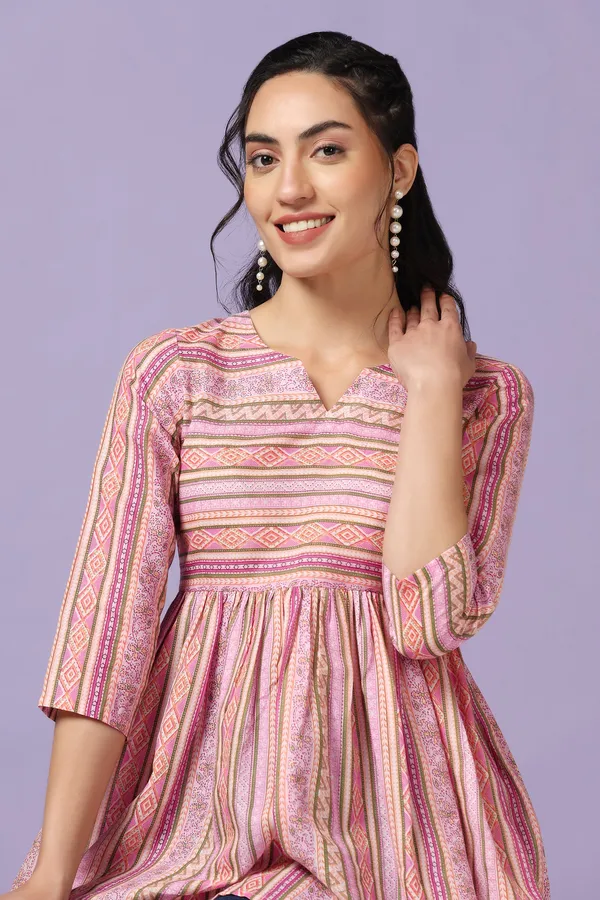 Pink_Cotton_Printed_Tunic_Top_For_Women