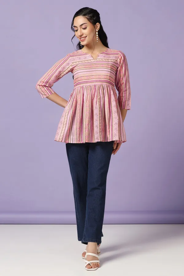 Pink_Cotton_Printed_Tunic_Top_For_Women
