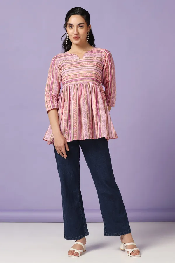 Pink_Cotton_Printed_Tunic_Top_For_Women