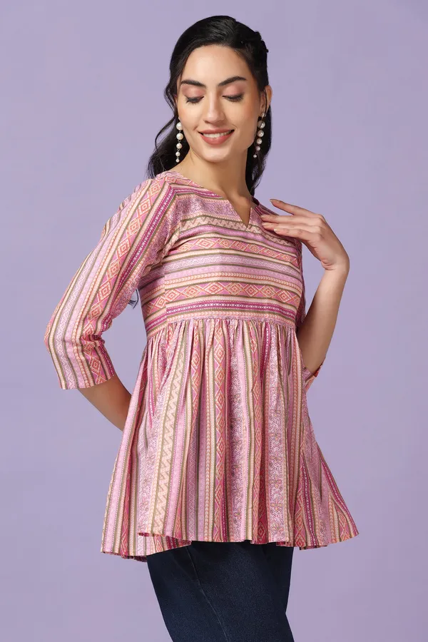 Pink_Cotton_Printed_Tunic_Top_For_Women