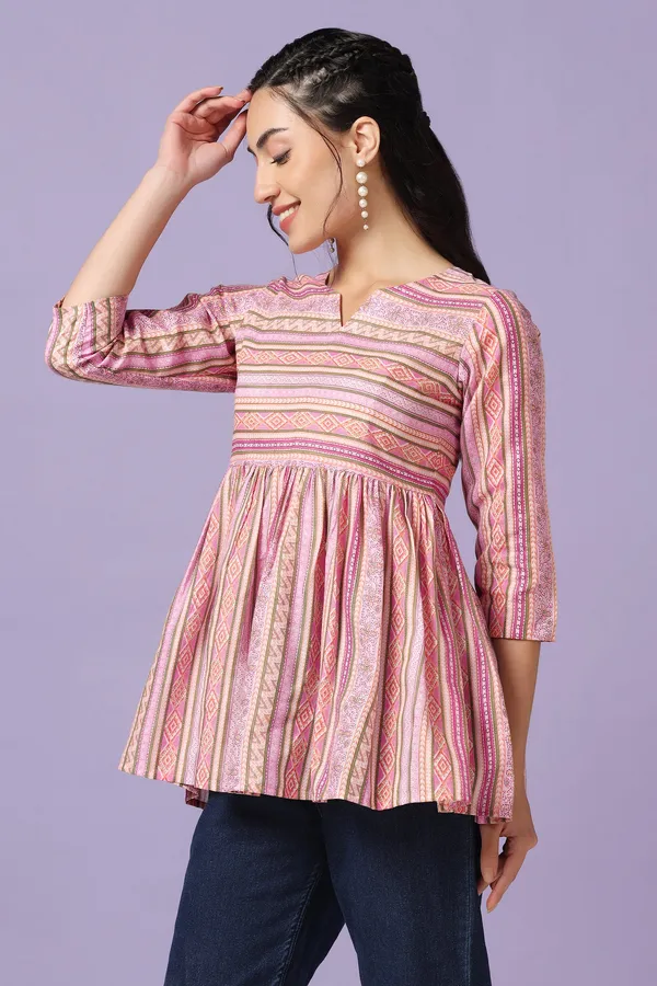 Pink_Cotton_Printed_Tunic_Top_For_Women