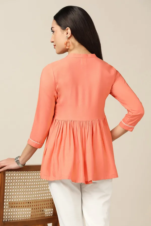 Peach_Rayon_Embroidered_Top_For_Women