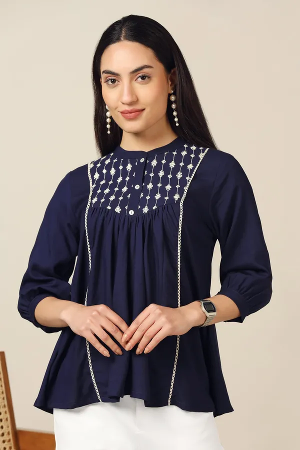 Navy_Blue_Rayon_Embroidered_A-Line_Tunic_Top_For_Women