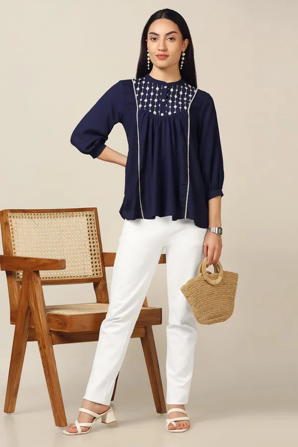 Navy_Blue_Rayon_Embroidered_A-Line_Tunic_Top_For_Women