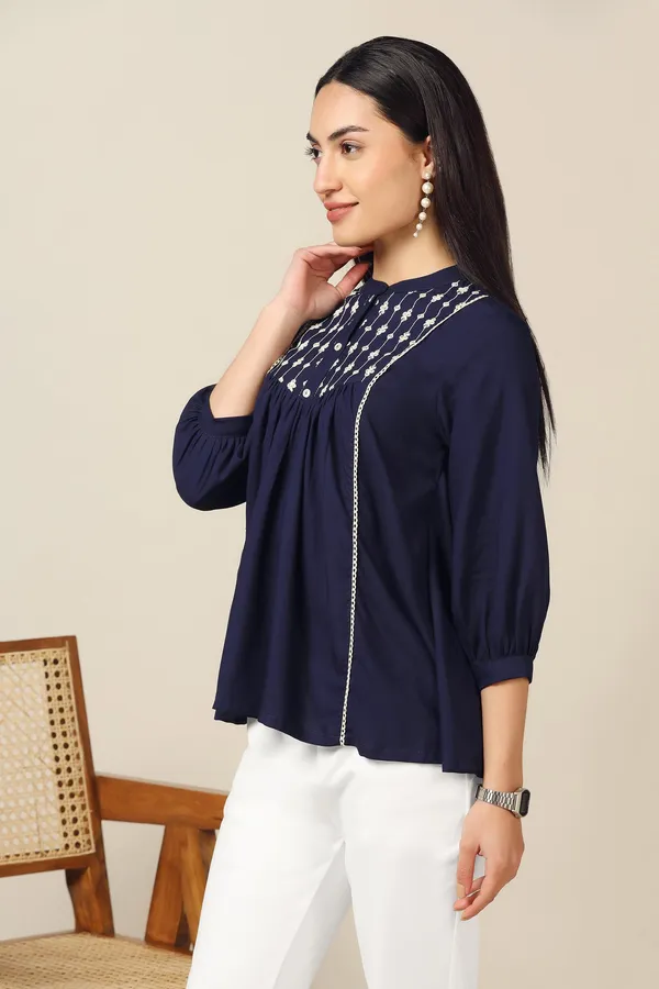Navy_Blue_Rayon_Embroidered_A-Line_Tunic_Top_For_Women