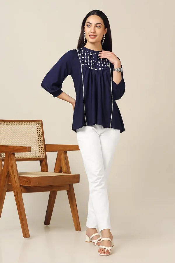 Navy_Blue_Rayon_Embroidered_A-Line_Tunic_Top_For_Women