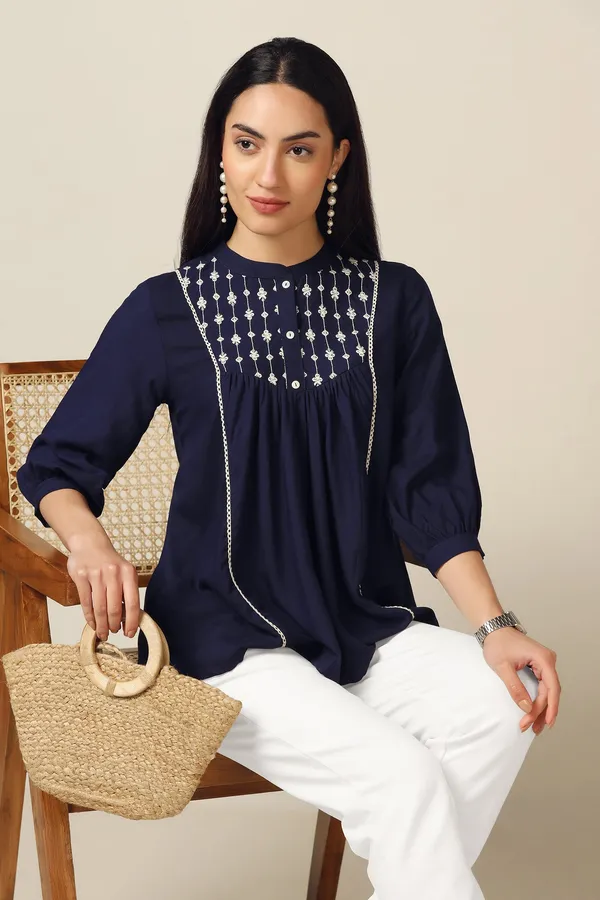 Navy_Blue_Rayon_Embroidered_A-Line_Tunic_Top_For_Women