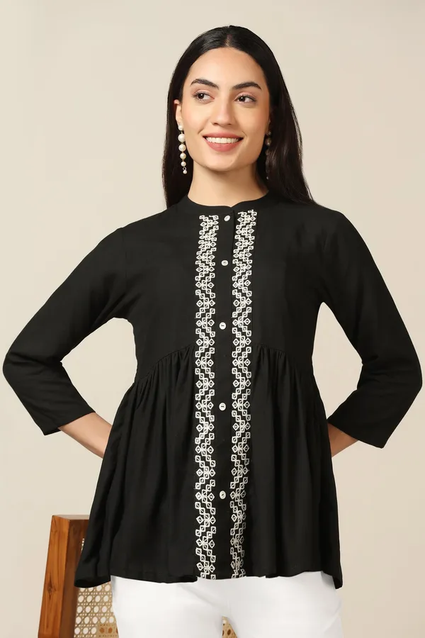 Black_Rayon_Embroidered_Top_For_Women