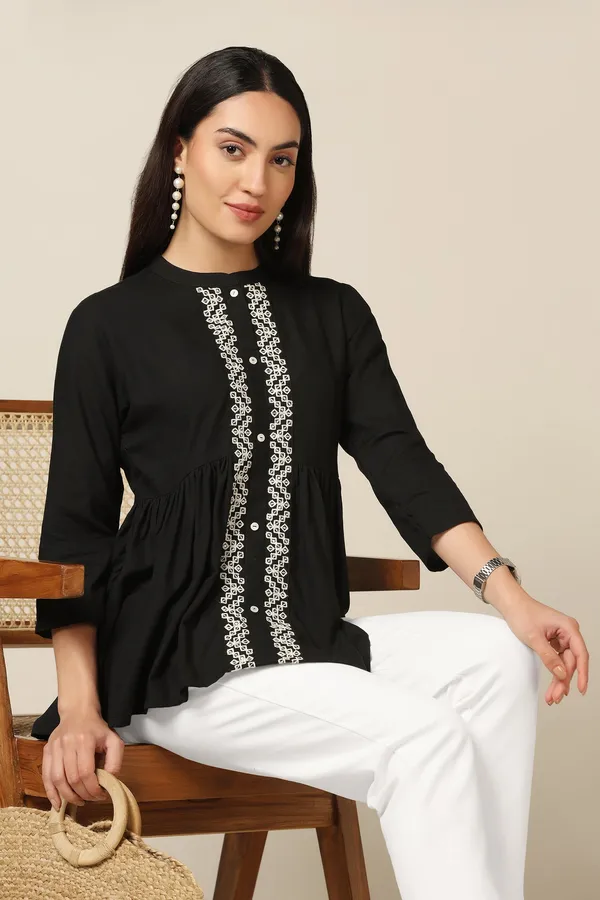 Black_Rayon_Embroidered_Top_For_Women