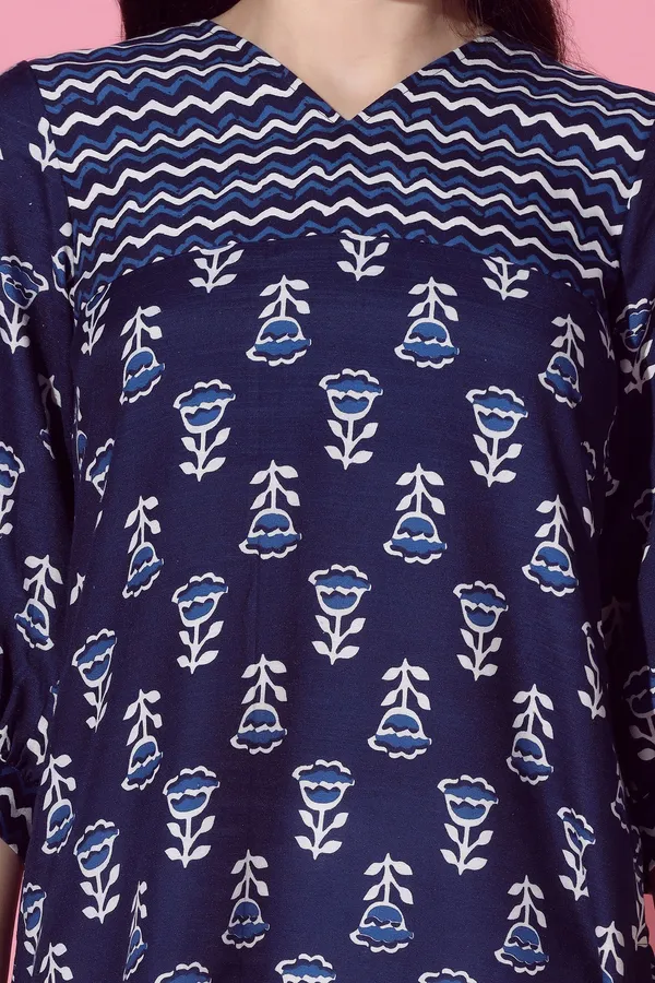 Navy_Blue_Cotton_Slub_Floral_Printed_Straight_Tunic_Top_For_Women