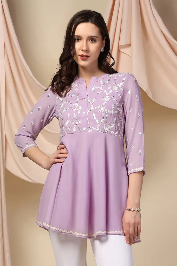 Lavender_Embroidered_Georgette_Tunic_Top_For_Women
