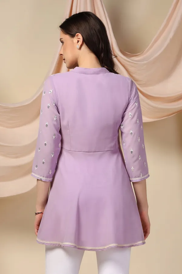Lavender_Embroidered_Georgette_Tunic_Top_For_Women