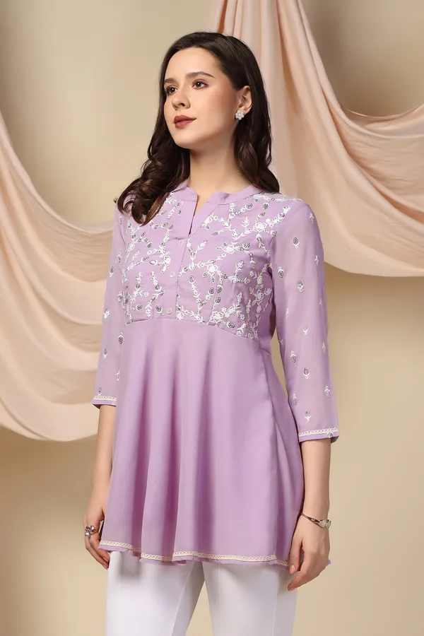 Lavender_Embroidered_Georgette_Tunic_Top_For_Women