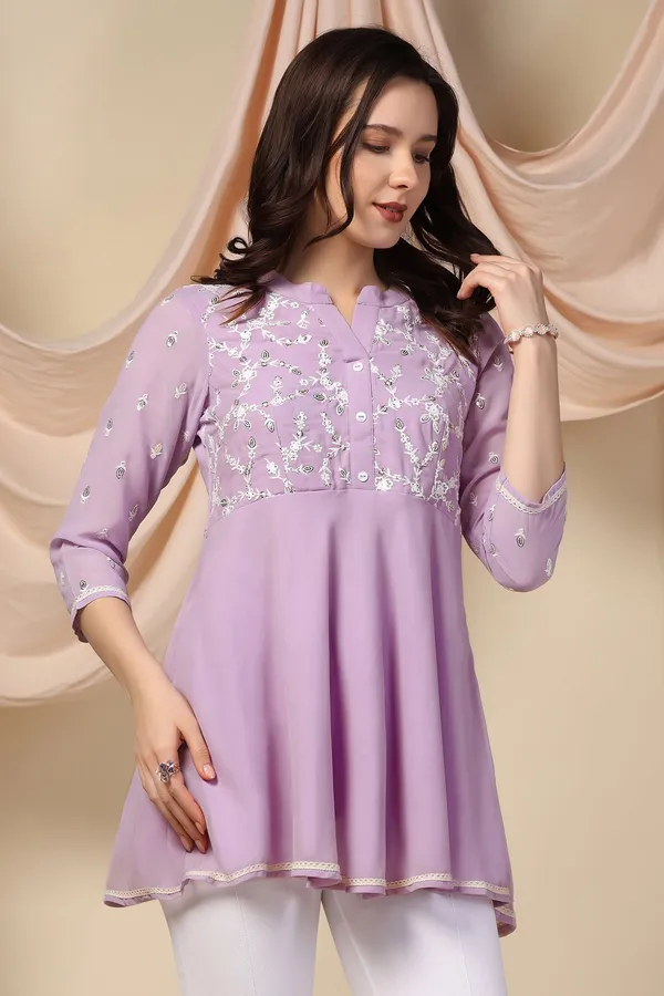 Lavender_Embroidered_Georgette_Tunic_Top_For_Women