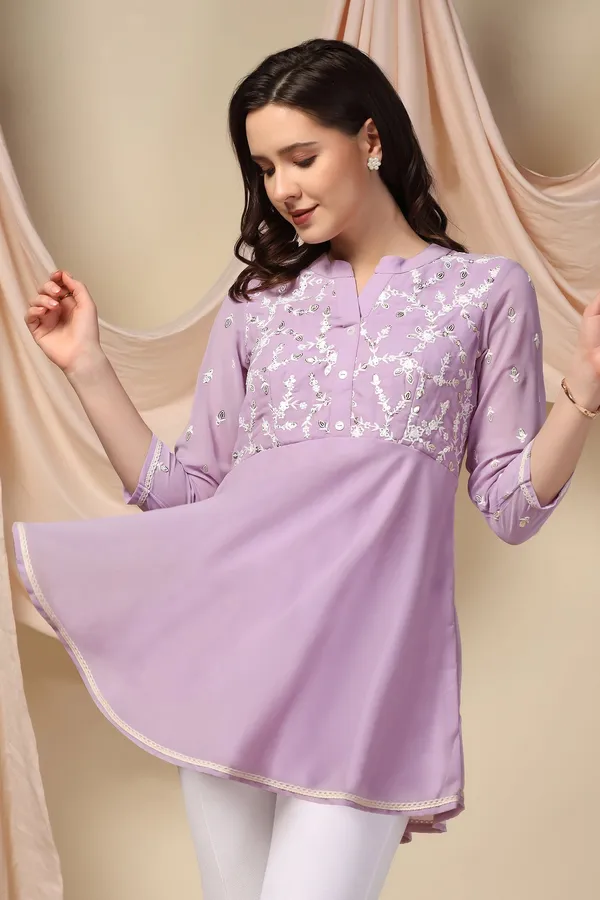 Lavender_Embroidered_Georgette_Tunic_Top_For_Women
