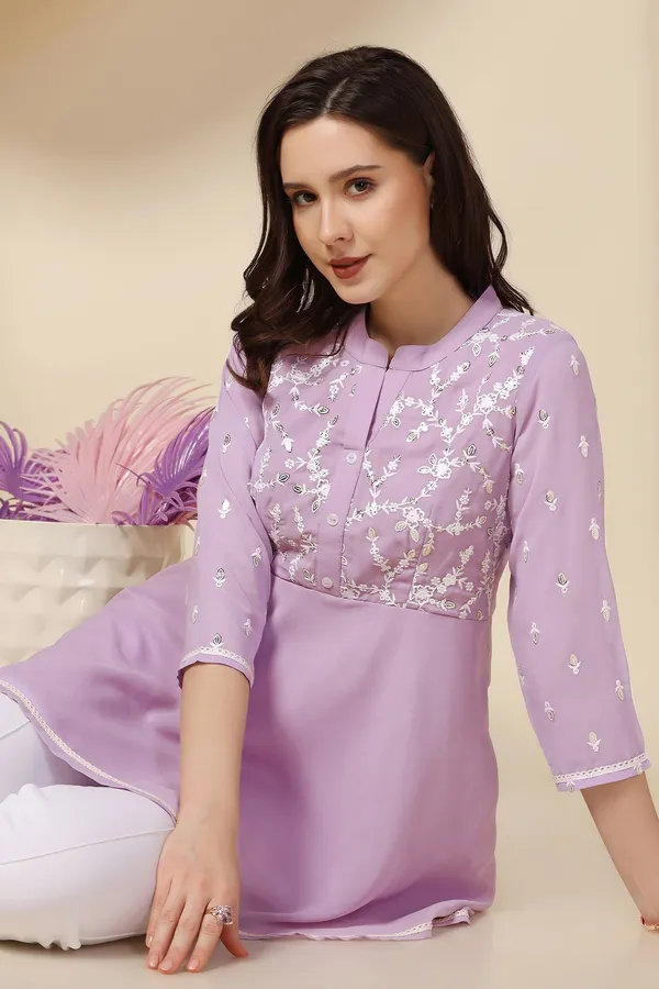 Lavender_Embroidered_Georgette_Tunic_Top_For_Women