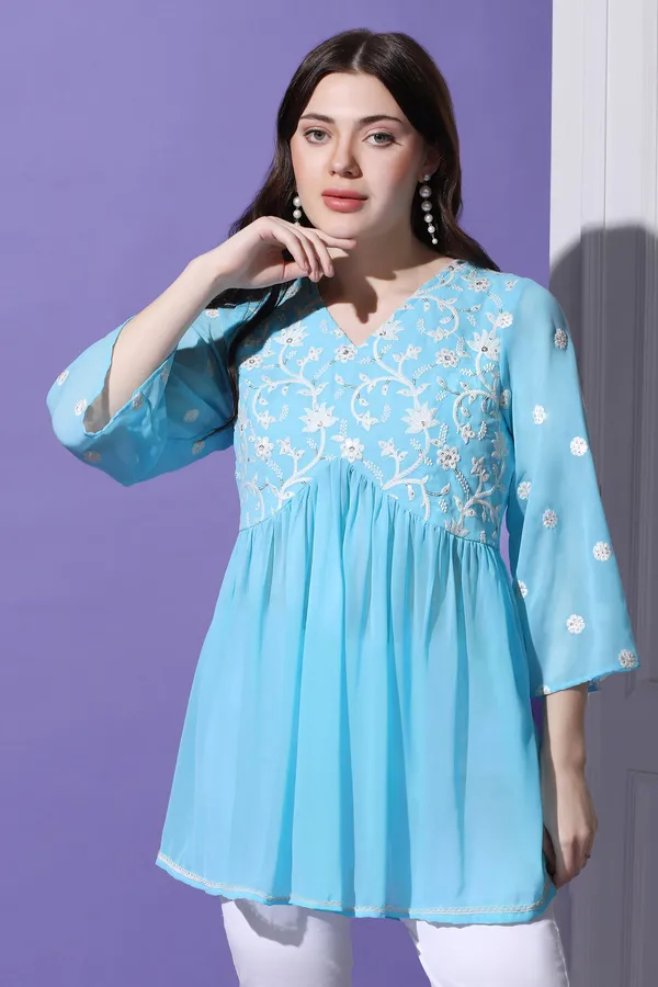 Sky_Embroidered_Georgette_Tunic_Top_For_Women
