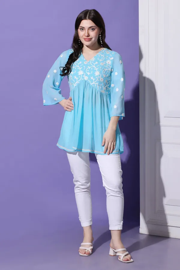 Sky_Embroidered_Georgette_Tunic_Top_For_Women
