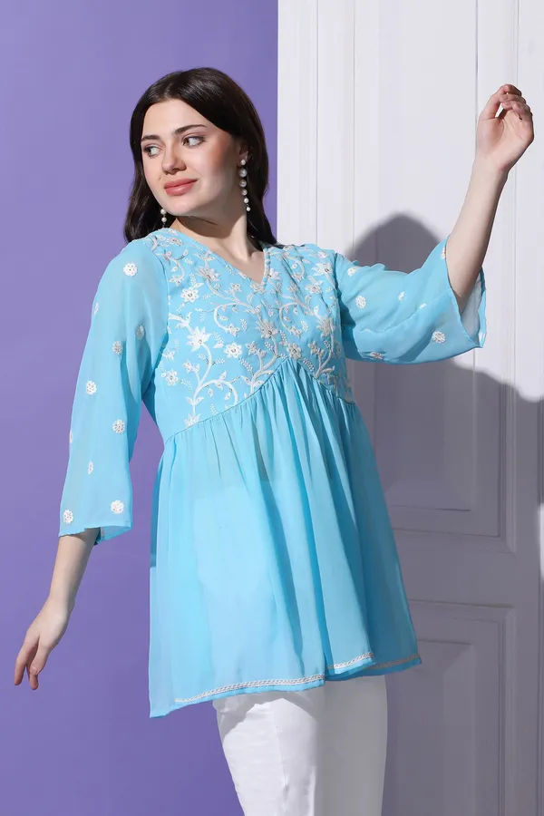 Sky_Embroidered_Georgette_Tunic_Top_For_Women