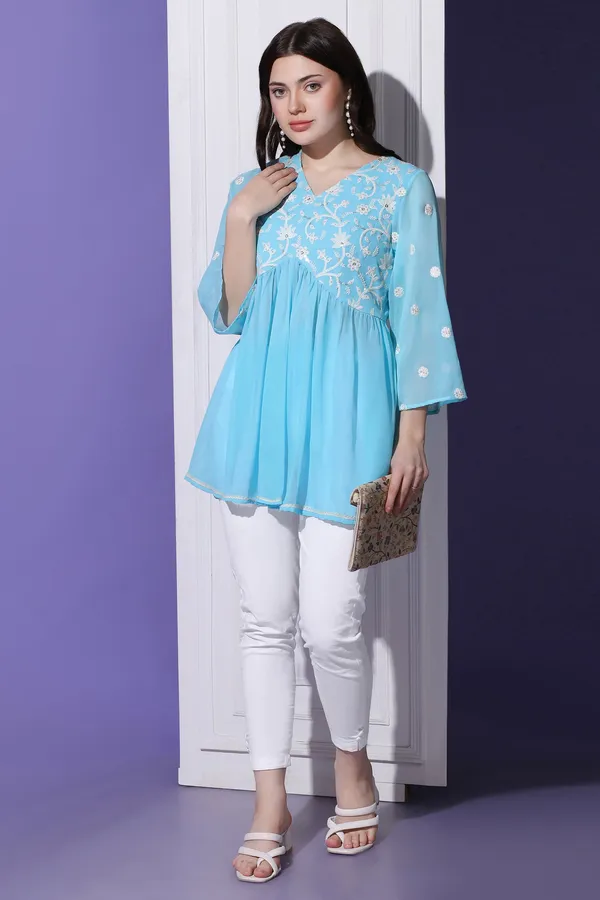 Sky_Embroidered_Georgette_Tunic_Top_For_Women
