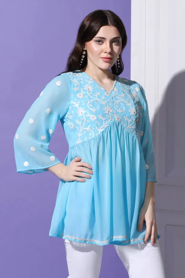 Sky_Embroidered_Georgette_Tunic_Top_For_Women