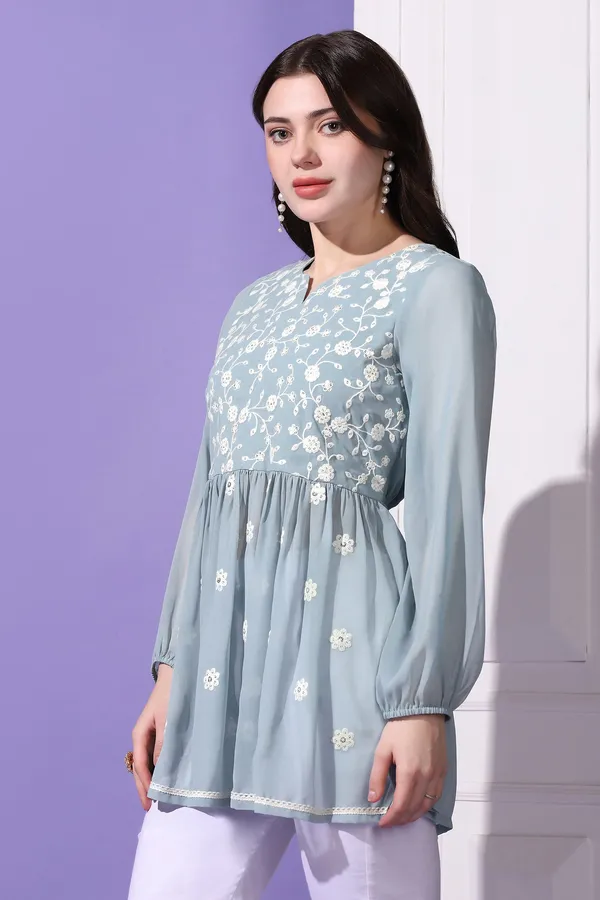 Grey_Embroidered_Georgette_Casual_Tunic_Top_For_Women