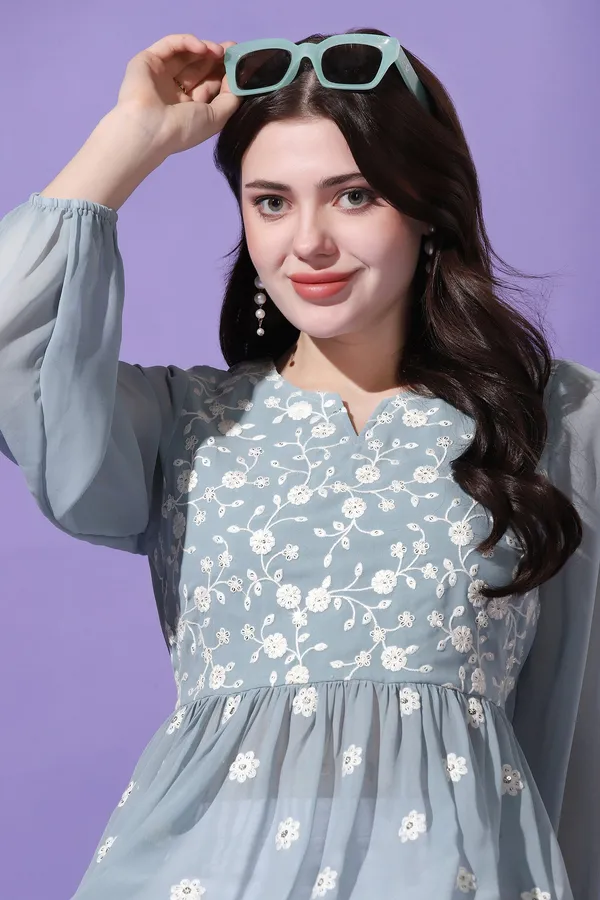 Grey_Embroidered_Georgette_Casual_Tunic_Top_For_Women