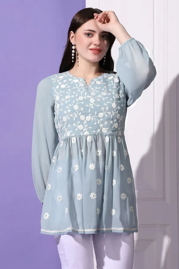 Grey_Embroidered_Georgette_Casual_Tunic_Top_For_Women