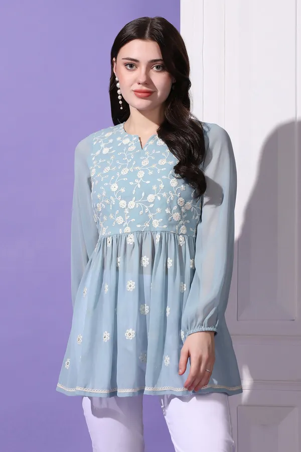 Grey_Embroidered_Georgette_Casual_Tunic_Top_For_Women