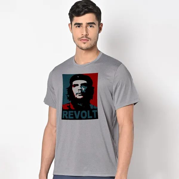 Grey_Che_Guevara_Revolt_160_GSM_Quick-Dri_T-Shirt_For_Men