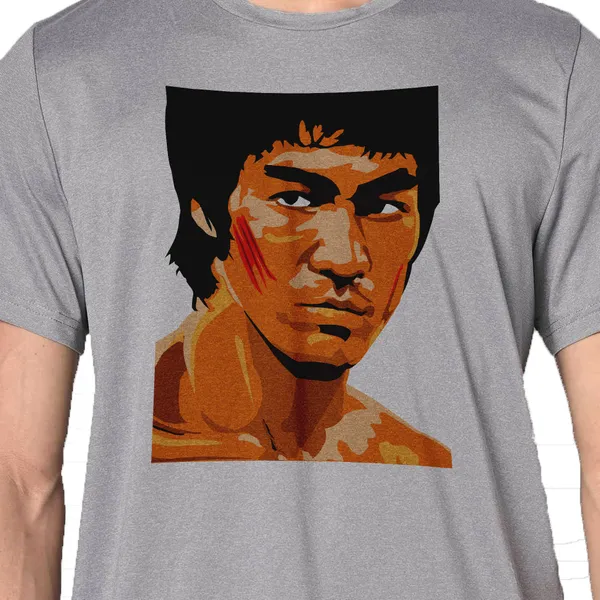 Grey_Bruce_Lee_In_Action_160_GSM_Quick-Dri_T-Shirt_For_Men