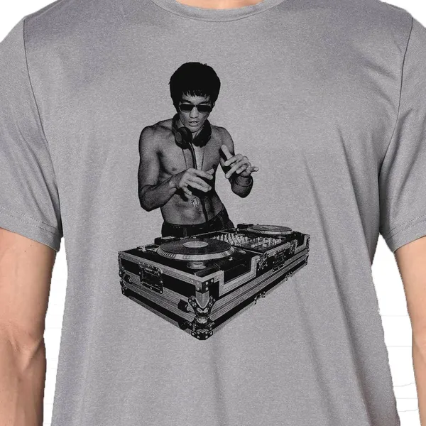 Grey_Bruce_Lee_Dj_Quick-Dri_T-Shirt_For_Men
