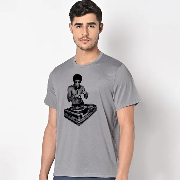 Grey_Bruce_Lee_Dj_Quick-Dri_T-Shirt_For_Men