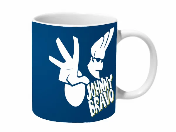 Multicolor_Johnny_Bravo_Blue_Baground_Ceramic_Mug