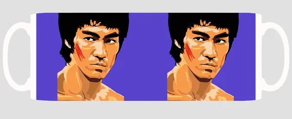 Multicolor_Bruce_Lee_In_Action_Blue_Baground_Ceramic_Mug