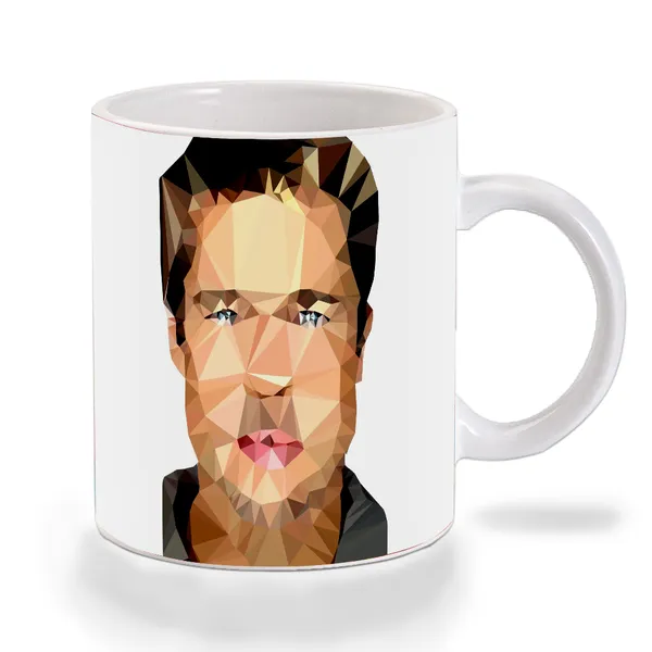 Multicolor_Brad_Pitt_Geometric_Art_Ceramic_Mug