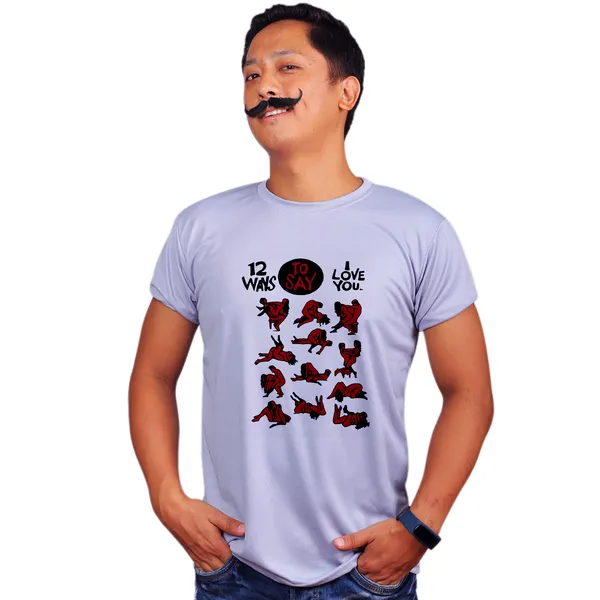 Grey_12_Ways_To_Say_I_Love_You_160_GSM_Quick-Dri_T-Shirt_For_Men