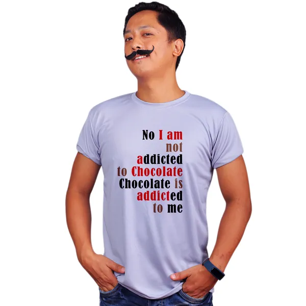 Grey_Chocolate_Is_Addicted_To_Me_160_GSM_Quick-Dri_T-Shirt_For_Men