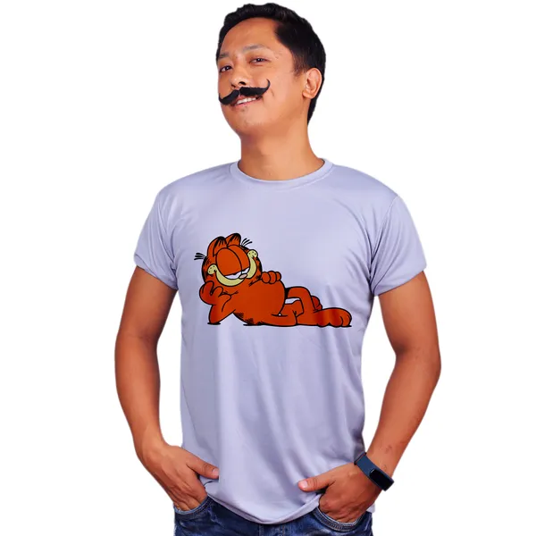 Grey_Classic_Garfield_160_GSM_Quick-Dri_T-Shirt_For_Men