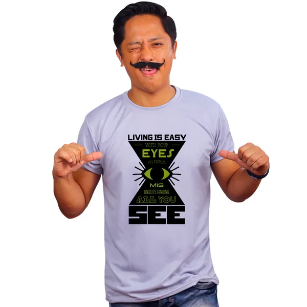 Grey_Close_Your_Eyes_And_See_Misunderstanding_160_GSM_Quick-Dri_T-Shirt_For_Men