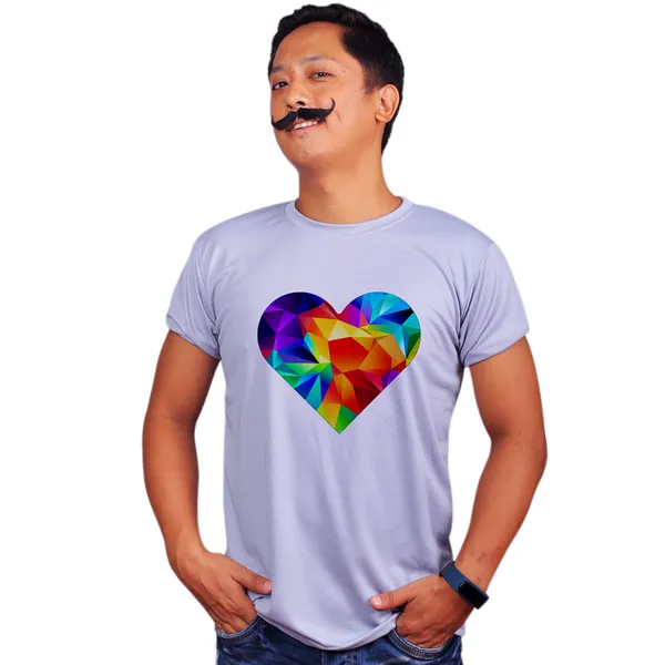 Grey_Colorful_Geometric_Heart_Quick-Dri_T-Shirt_For_Men