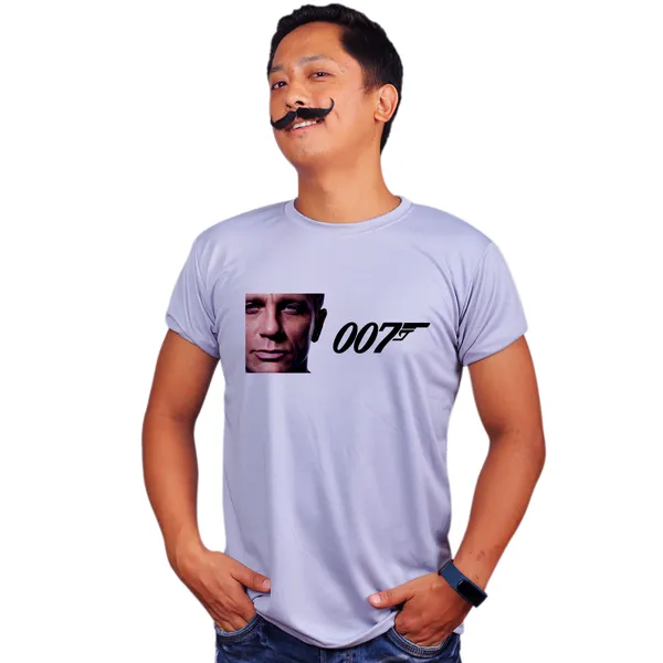Grey_Daniel_Craig_James_Bond_007_160_GSM_Quick-Dri_T-Shirt_For_Men