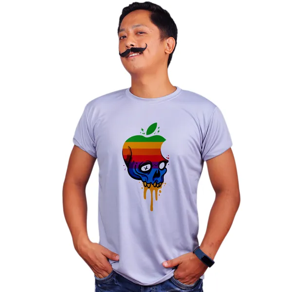 Grey_Deadly_Apple_Skull_Quick-Dri_T-Shirt_For_Men