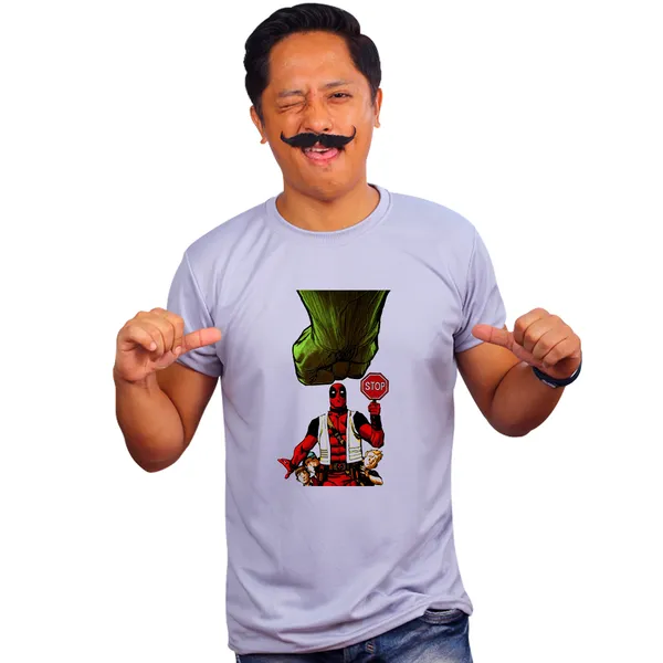 Grey_Deadpool_Stops_Hulk_Quick-Dri_T-Shirt_For_Men